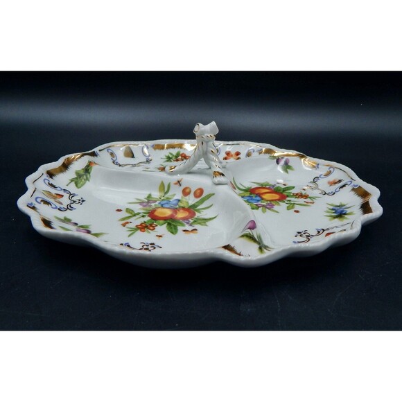 I. Godinger & Co. Yorkshire Three Section Divided Porcelain Tidbit Dish 11 Inch - Picture 7 of 13